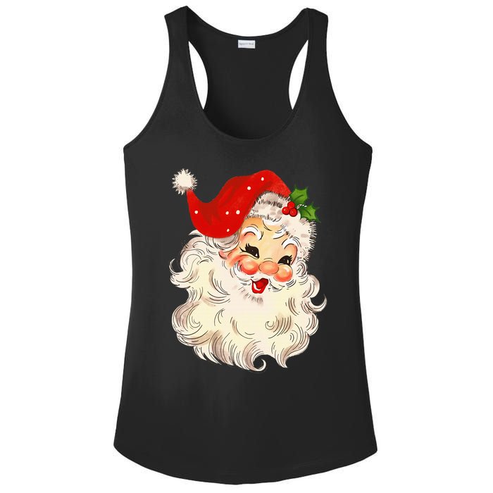 Vintage Santa Claus Face Christmas Xmas Santa Claus Ladies PosiCharge Competitor Racerback Tank