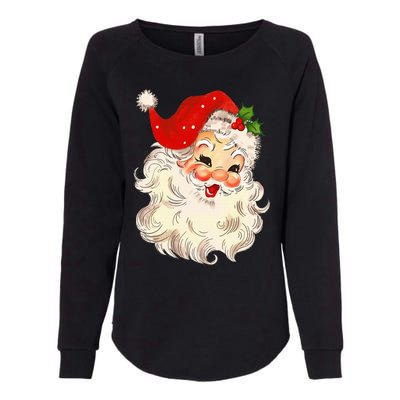 Vintage Santa Claus Face Christmas Xmas Santa Claus Womens California Wash Sweatshirt