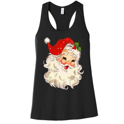 Vintage Santa Claus Face Christmas Xmas Santa Claus Women's Racerback Tank