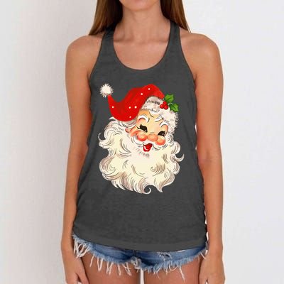 Vintage Santa Claus Face Christmas Xmas Santa Claus Women's Knotted Racerback Tank