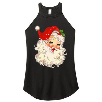 Vintage Santa Claus Face Christmas Xmas Santa Claus Women's Perfect Tri Rocker Tank