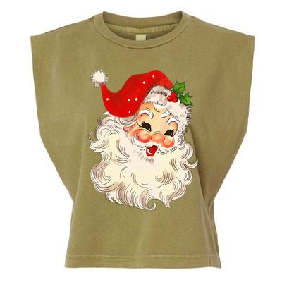 Vintage Santa Claus Face Christmas Xmas Santa Claus Garment-Dyed Women's Muscle Tee