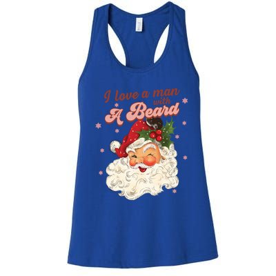 Vintage Santa Christmas I Love A With A Beard Funny Gift Women's Racerback Tank