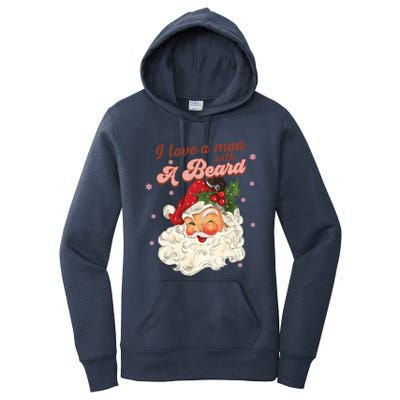 Vintage Santa Christmas I Love A With A Beard Funny Gift Women's Pullover Hoodie