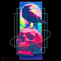 Vaporwave Skull & Crow Halloween Retro Aesthetic Art 16 in Basic Backpack
