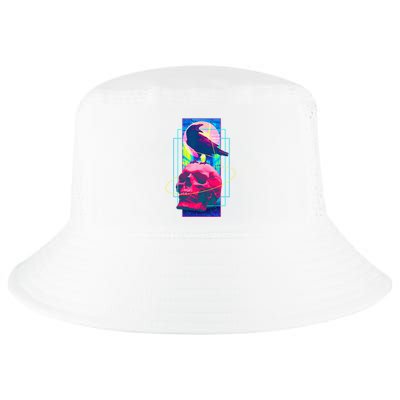 Vaporwave Skull & Crow Halloween Retro Aesthetic Art Cool Comfort Performance Bucket Hat