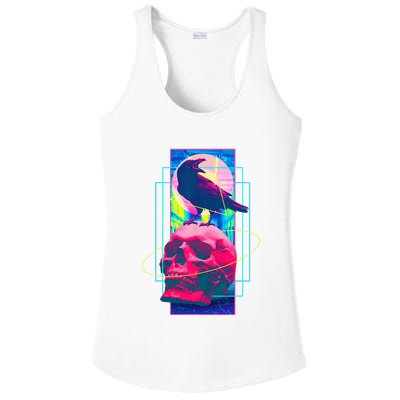 Vaporwave Skull & Crow Halloween Retro Aesthetic Art Ladies PosiCharge Competitor Racerback Tank