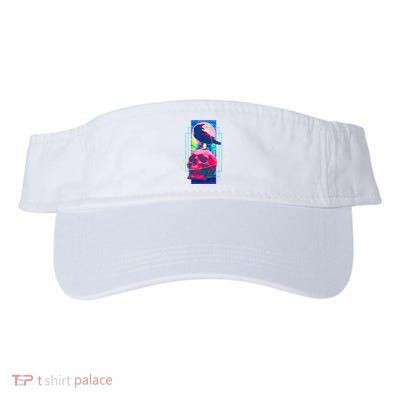 Vaporwave Skull & Crow Halloween Retro Aesthetic Art Visor