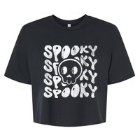 Vintage Spooky Creepy Ghost Skull Halloween Bella+Canvas Jersey Crop Tee