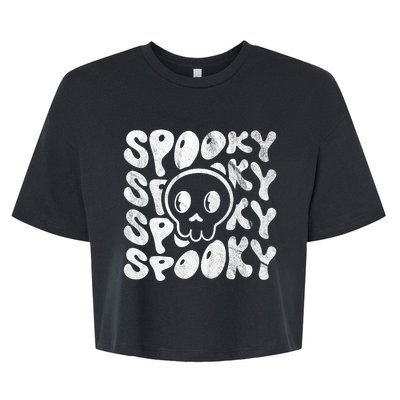 Vintage Spooky Creepy Ghost Skull Halloween Bella+Canvas Jersey Crop Tee