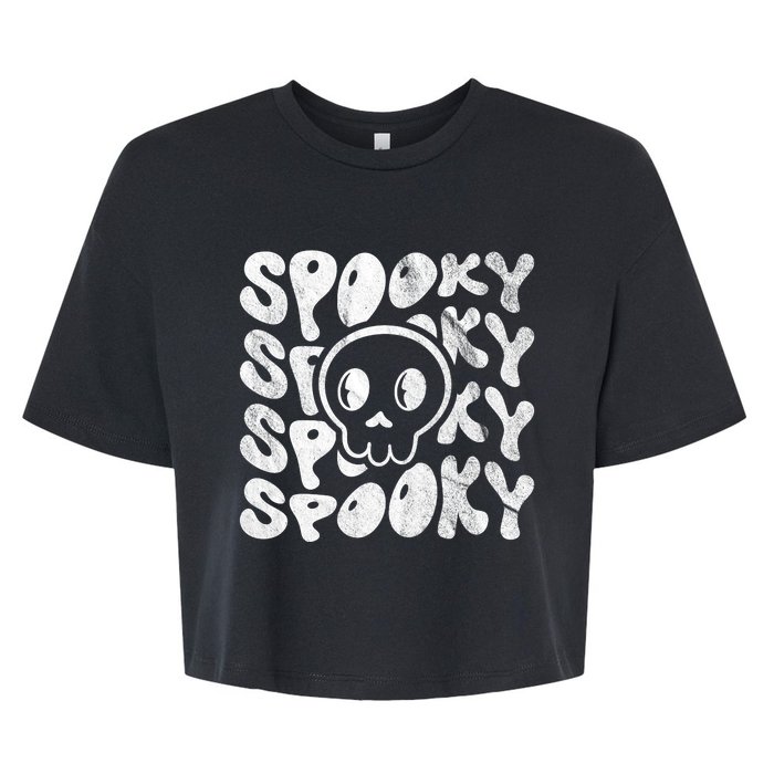 Vintage Spooky Creepy Ghost Skull Halloween Bella+Canvas Jersey Crop Tee