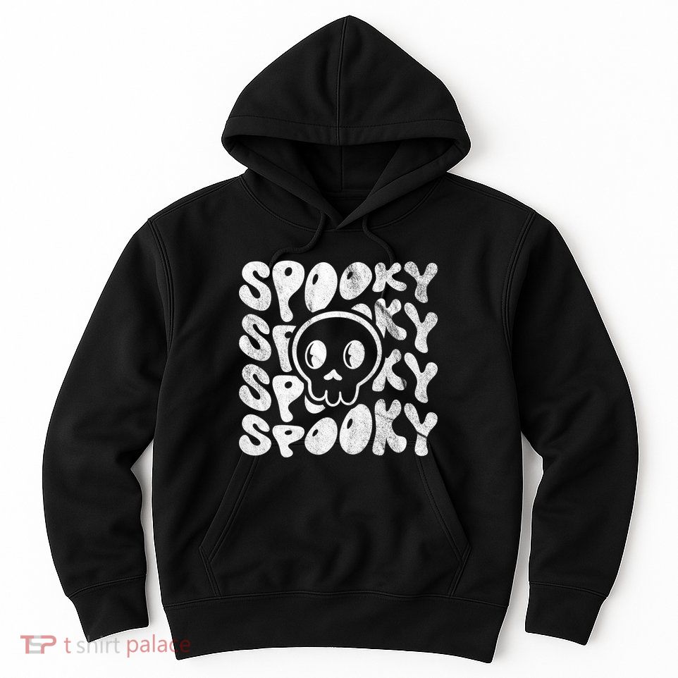 Vintage Spooky Creepy Ghost Skull Halloween Hoodie
