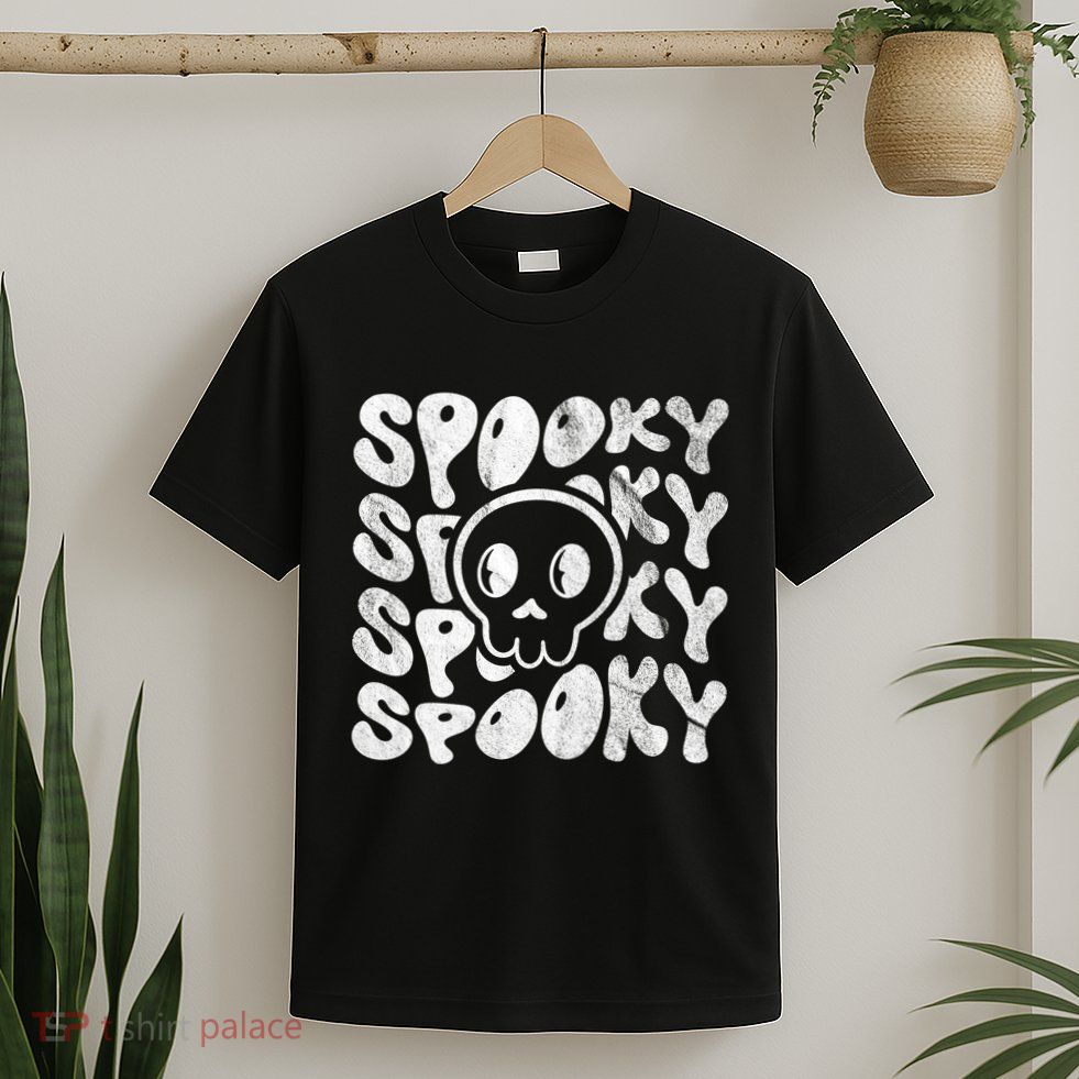 Vintage Spooky Creepy Ghost Skull Halloween T-Shirt