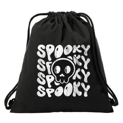 Vintage Spooky Creepy Ghost Skull Halloween Drawstring Bag