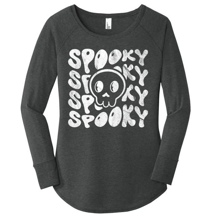 Vintage Spooky Creepy Ghost Skull Halloween Women's Perfect Tri Tunic Long Sleeve Shirt