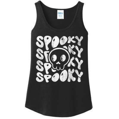 Vintage Spooky Creepy Ghost Skull Halloween Ladies Essential Tank