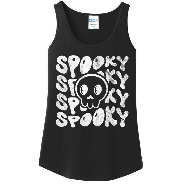 Vintage Spooky Creepy Ghost Skull Halloween Ladies Essential Tank