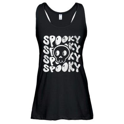 Vintage Spooky Creepy Ghost Skull Halloween Ladies Essential Flowy Tank