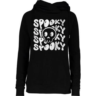 Vintage Spooky Creepy Ghost Skull Halloween Womens Funnel Neck Pullover Hood