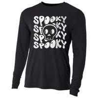 Vintage Spooky Creepy Ghost Skull Halloween Cooling Performance Long Sleeve Crew