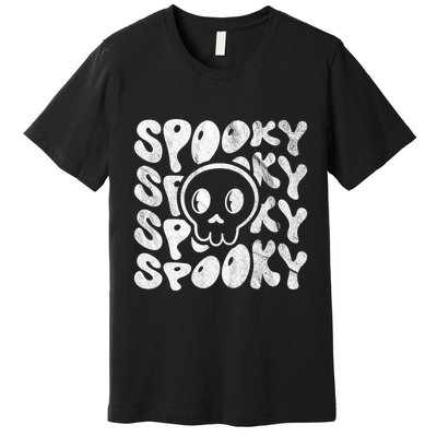 Vintage Spooky Creepy Ghost Skull Halloween Premium T-Shirt