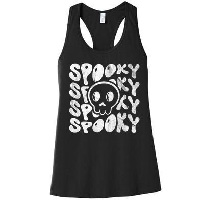 Vintage Spooky Creepy Ghost Skull Halloween Women's Racerback Tank