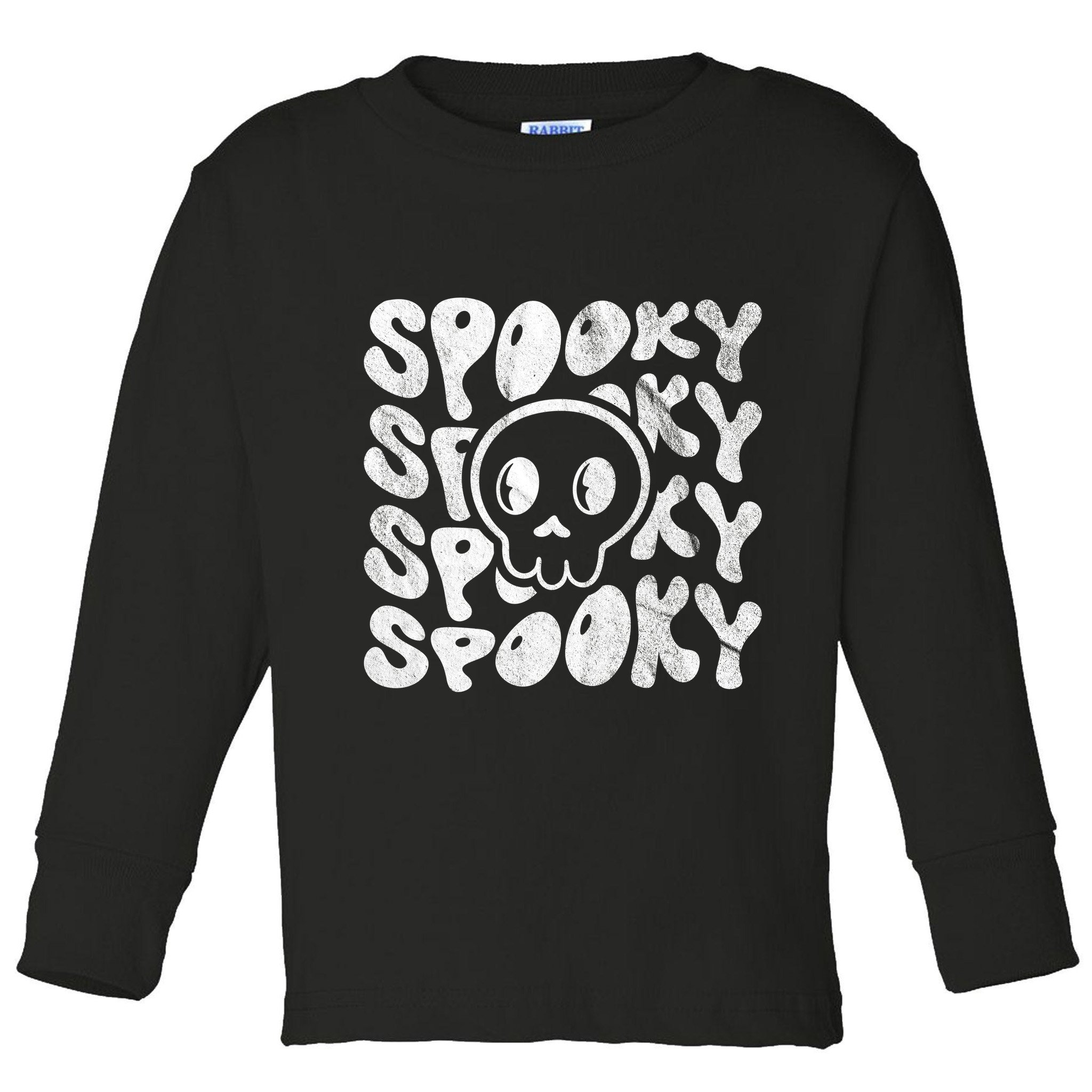 Vintage Spooky Creepy Ghost Skull Halloween Toddler Long Sleeve Shirt