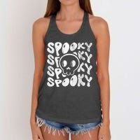 Vintage Spooky Creepy Ghost Skull Halloween Women's Knotted Racerback Tank