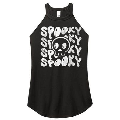 Vintage Spooky Creepy Ghost Skull Halloween Women's Perfect Tri Rocker Tank