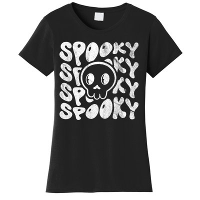 Vintage Spooky Creepy Ghost Skull Halloween Women's T-Shirt