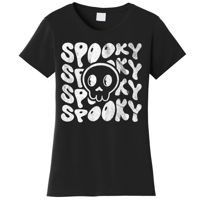 Vintage Spooky Creepy Ghost Skull Halloween Women's T-Shirt