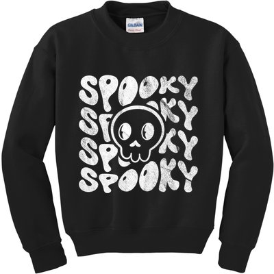 Vintage Spooky Creepy Ghost Skull Halloween Kids Sweatshirt