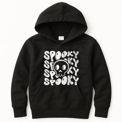 Vintage Spooky Creepy Ghost Skull Halloween Kids Hoodie