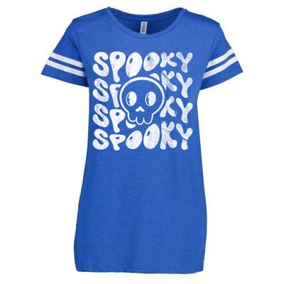 Vintage Spooky Creepy Ghost Skull Halloween Enza Ladies Jersey Football T-Shirt