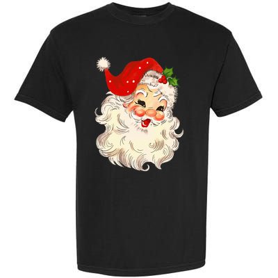 Vintage Santa Claus Face Christmas Xmas Santa Claus  Garment-Dyed Heavyweight T-Shirt