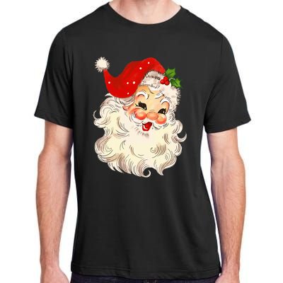 Vintage Santa Claus Face Christmas Xmas Santa Claus  Adult ChromaSoft Performance T-Shirt