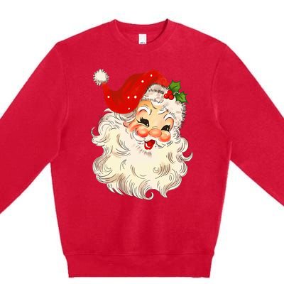 Vintage Santa Claus Face Christmas Xmas Santa Claus  Premium Crewneck Sweatshirt