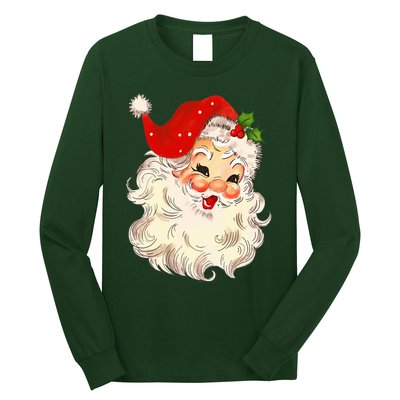 Vintage Santa Claus Face Christmas Xmas Santa Claus  Long Sleeve Shirt