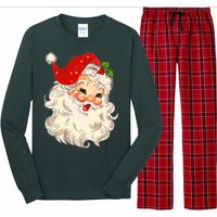 Vintage Santa Claus Face Christmas Xmas Santa Claus  Long Sleeve Pajama Set