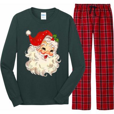 Vintage Santa Claus Face Christmas Xmas Santa Claus  Long Sleeve Pajama Set