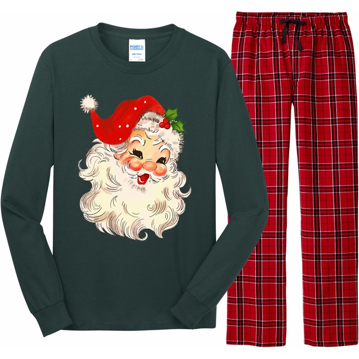 Vintage Santa Claus Face Christmas Xmas Santa Claus  Long Sleeve Pajama Set