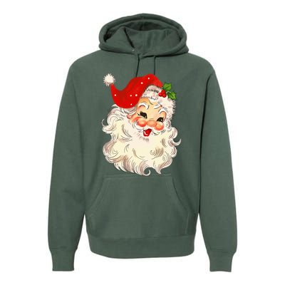 Vintage Santa Claus Face Christmas Xmas Santa Claus  Premium Hoodie