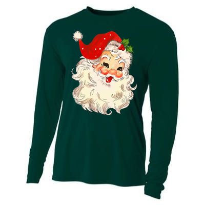 Vintage Santa Claus Face Christmas Xmas Santa Claus  Cooling Performance Long Sleeve Crew