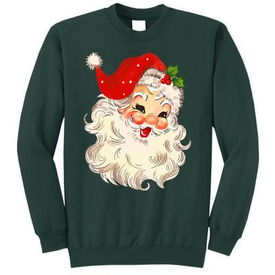 Vintage Santa Claus Face Christmas Xmas Santa Claus  Tall Sweatshirt