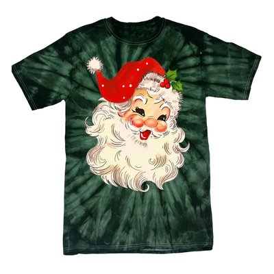 Vintage Santa Claus Face Christmas Xmas Santa Claus  Tie-Dye T-Shirt