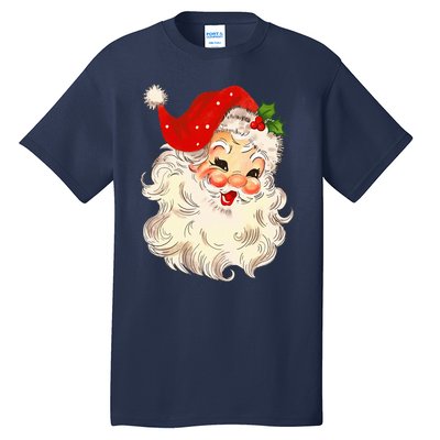 Vintage Santa Claus Face Christmas Xmas Santa Claus  Tall T-Shirt