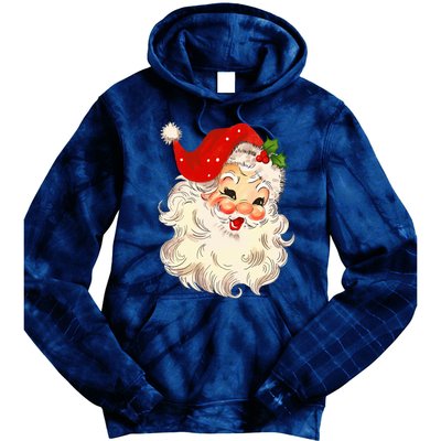 Vintage Santa Claus Face Christmas Xmas Santa Claus  Tie Dye Hoodie