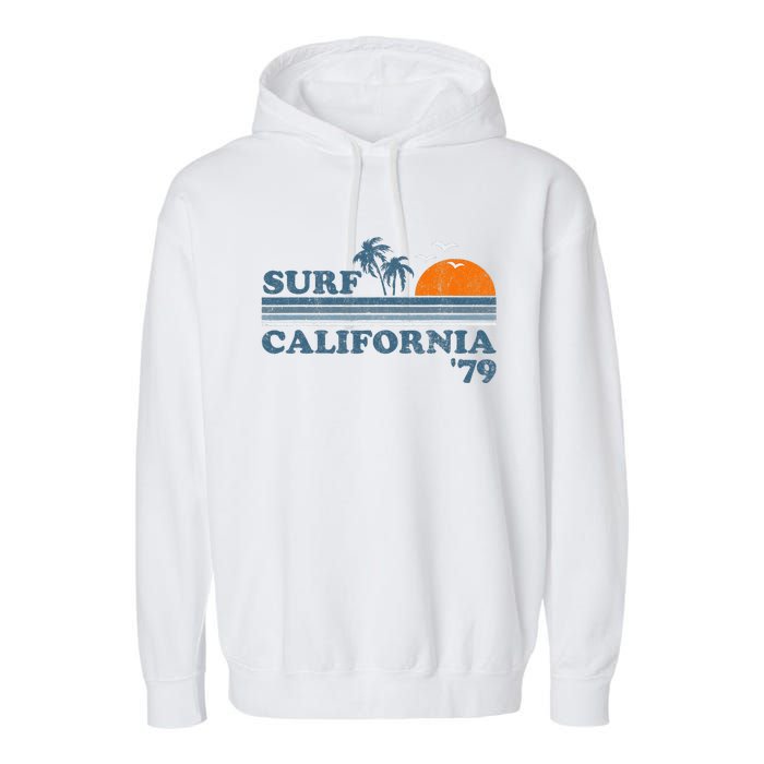 Vintage Surf California Beach Retro Sunset Surf 70's Gift Garment-Dyed Fleece Hoodie