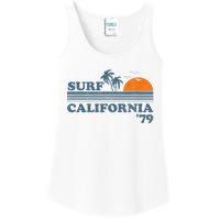 Vintage Surf California Beach Retro Sunset Surf 70's Gift Ladies Essential Tank