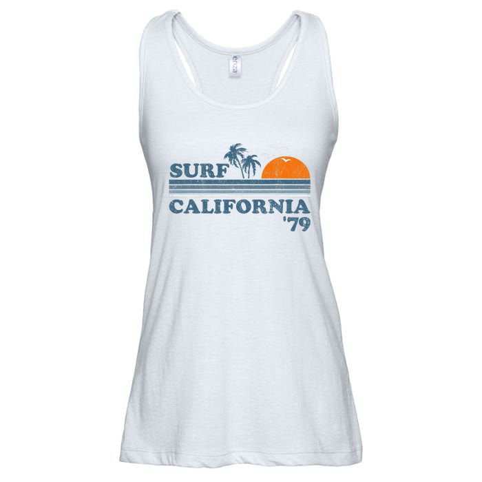 Vintage Surf California Beach Retro Sunset Surf 70's Gift Ladies Essential Flowy Tank